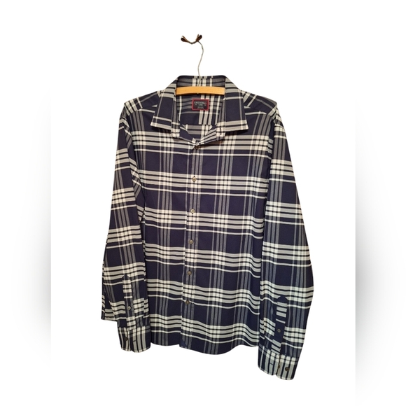 Untuckit Shirt Mens Delucca Blue Plaid Lightweight Button Down Shirt Men's Large - Picture 2 of 4